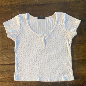 Brandy Melville Cream Floral Buttoned Top